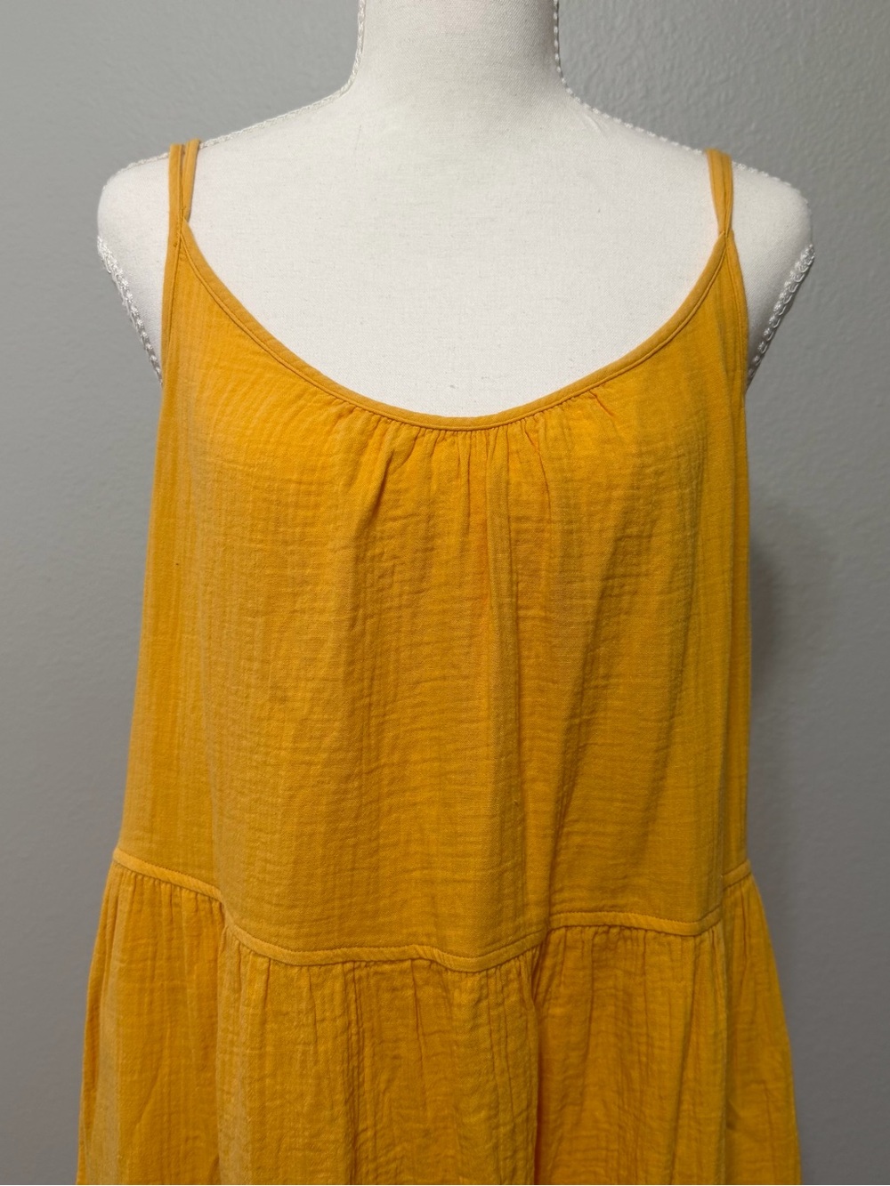 Free Assembly Maxi/Midi Dress Medium Marigold Yellow Cotton Gauze Sundress - Picture 2 of 15